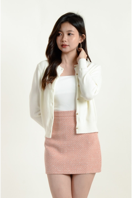 Amiyah Button Down Cardigan - Beige