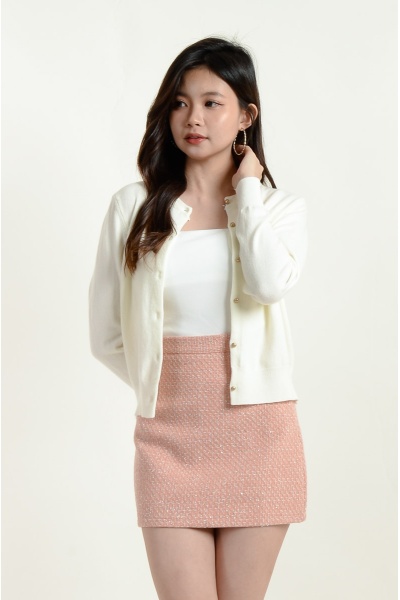 Amiyah Button Down Cardigan - Beige