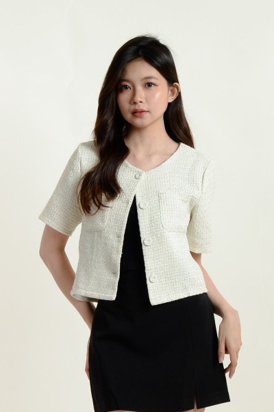 [BackOrder ETA 20 Aug] Rosie Tweed Short Sleeve Top