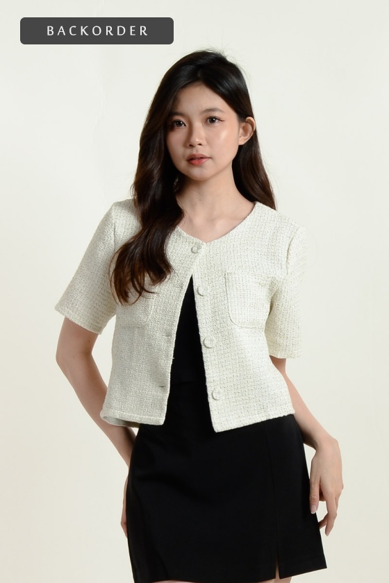 [BackOrder ETA 20 Aug] Rosie Tweed Short Sleeve Top