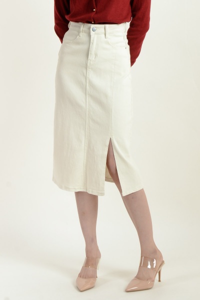 Serena Midi Straight Skirt - Beige