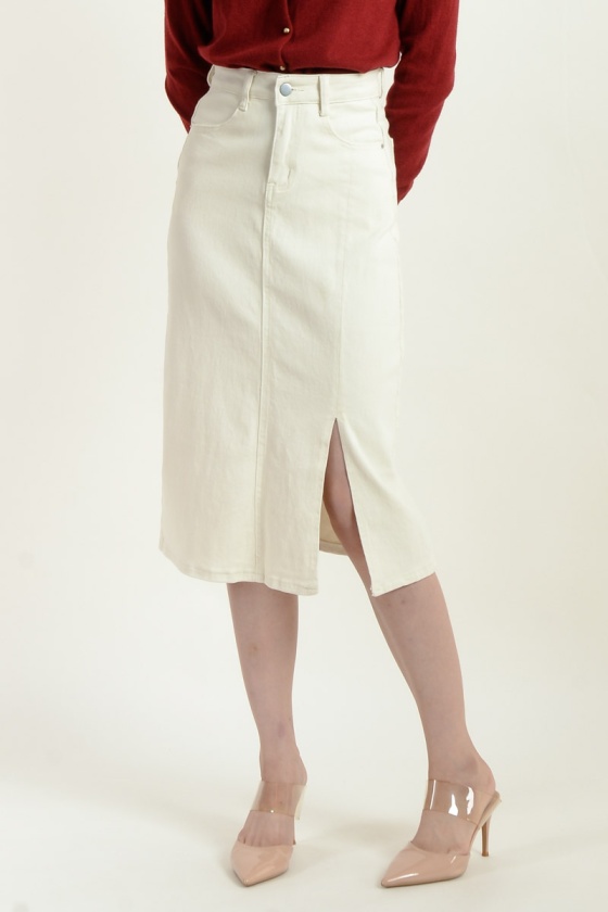 Serena Midi Straight Skirt - Beige