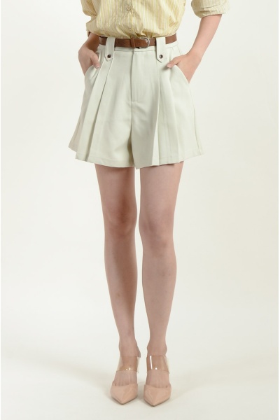 Kora Belted Shorts - Beige 