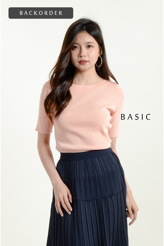[BackOrder ETA 27 May] Maryam Boat Neck Knitted Top - Pink