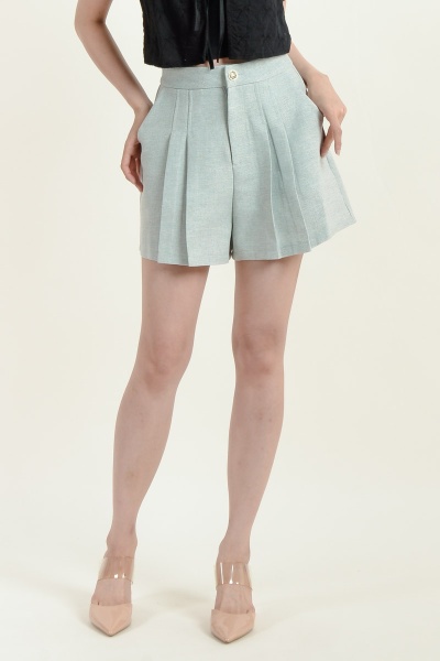 Amanda Pleated Shorts - Blue