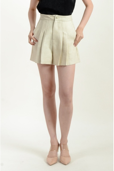 Amanda Pleated Shorts - Beige