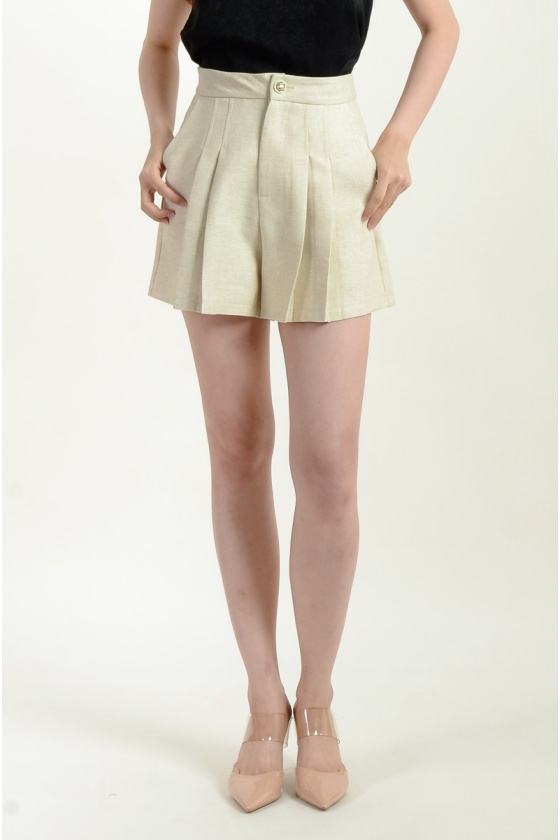 Amanda Pleated Shorts - Beige