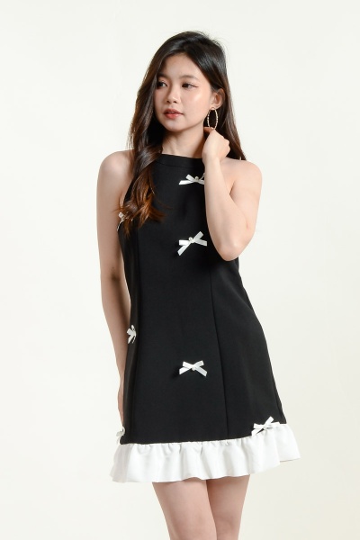 Haisley Bow Halter Dress - Black