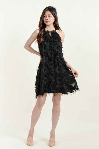 Helena Furry Halter Dress