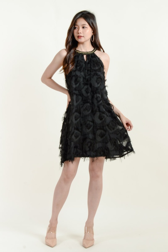 Helena Furry Halter Dress