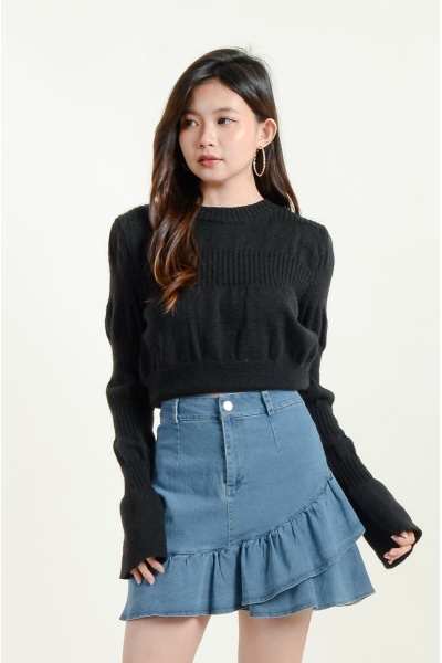Sylvie Layered Knitted Top - Black