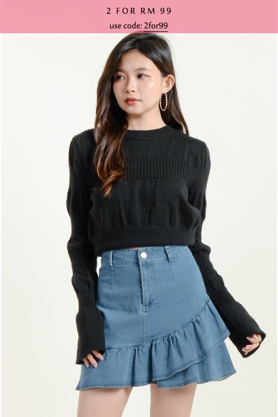 Sylvie Layered Knitted Top - Black