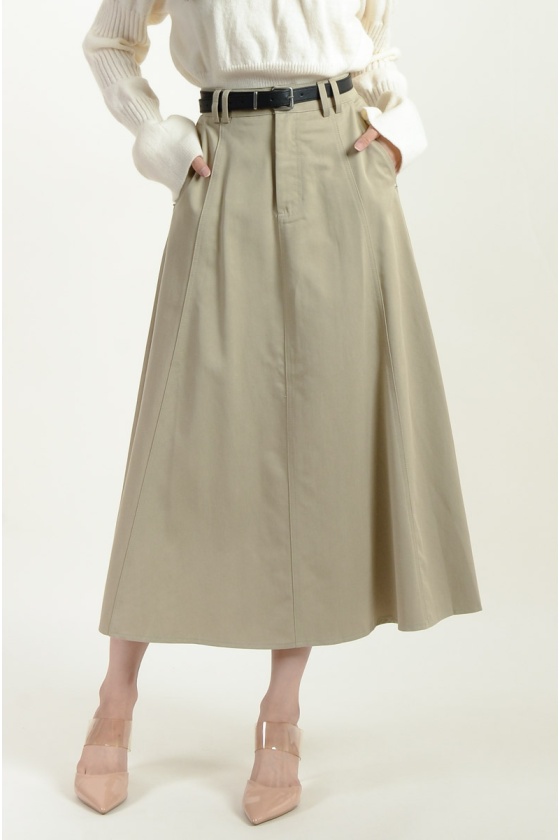 Ailani A-line Maxi Skirt - Khaki