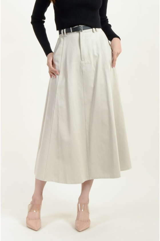 Ailani A-line Maxi Skirt - Beige