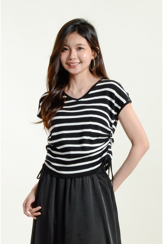 Julieta Ruched Stripe Tee