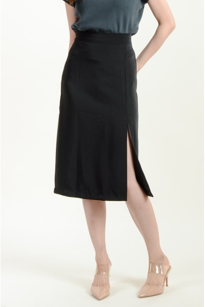 Emely A-Line Slit Skirt - Midi