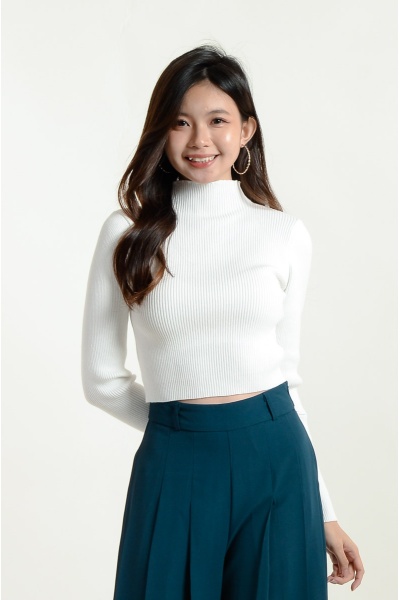 Lexi Crop Knitted Top - White