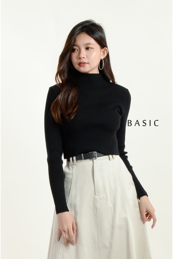 Lexi Crop Knitted Top - Black