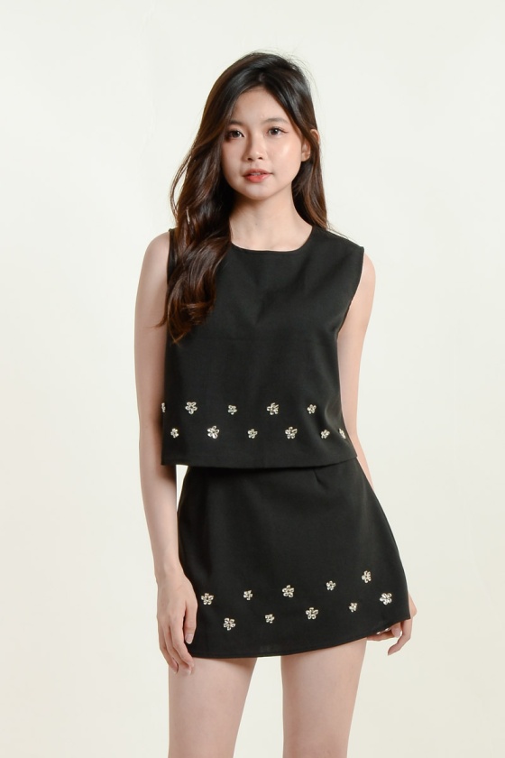 Nylah Embellishment Two-Piece Set - Black