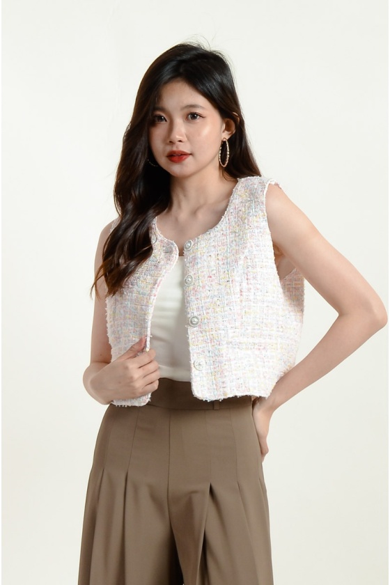 Armani Sleeveless Tweed Top