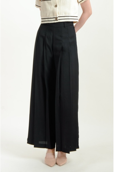 Salem Pleated Palazzo Pants - Black