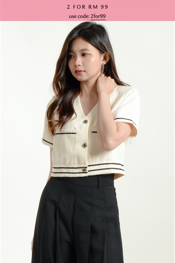 Madelynn Lined Tweed Top