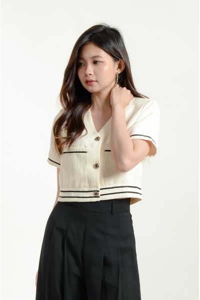Madelynn Lined Tweed Top