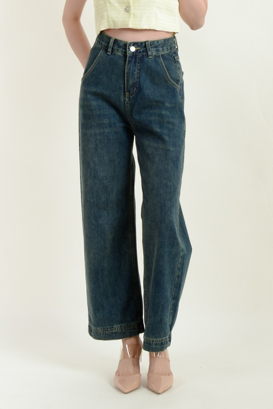 Elaine Straight Cut Jeans - Dark Blue