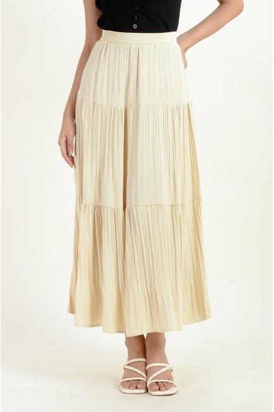 Marlee Pleated Maxi Skirt - Cream