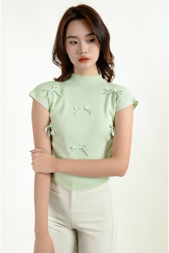 [3 for RM 99] Legacy Bow Knitted Top - Mint