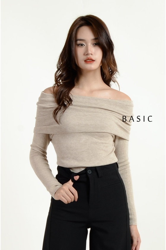 [3 for RM 99] Jolene Off Shoulder Knit Top - Malt