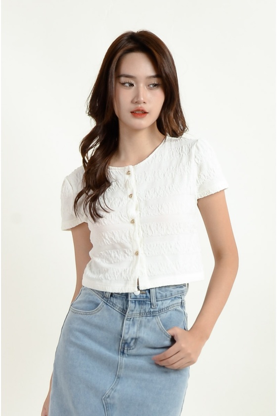 Paris Textured Stripe Crop Top