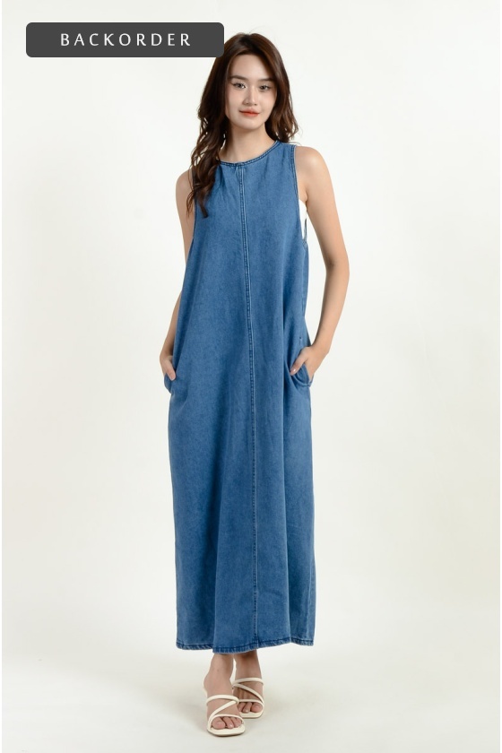 [BackOrder ETA 8 Aug] Maddison Bow Denim Dress