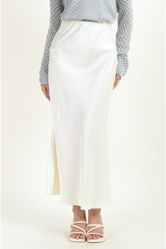 Jessica Satin Mermaid Skirt - White