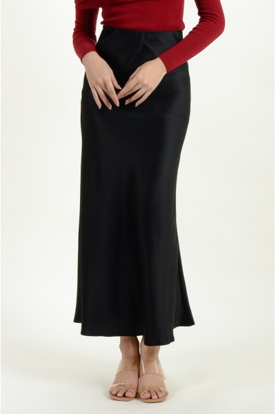 Jessica Satin Mermaid Skirt - Black