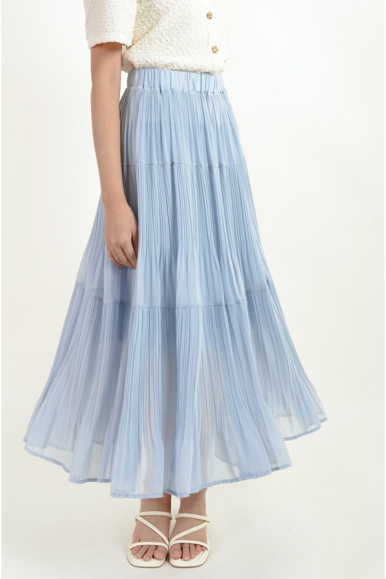 Jordan Pleated Maxi Skirt - Blue