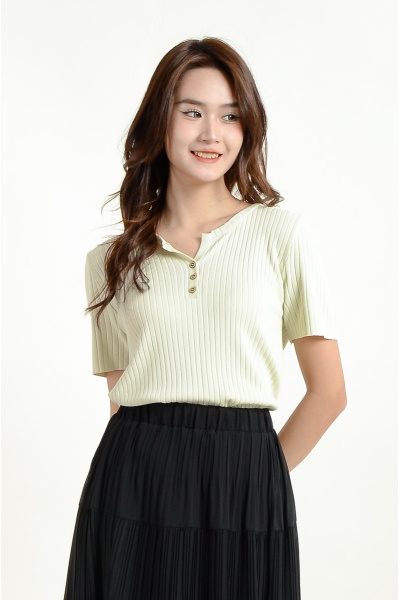 Jazlyn Button Knit Top - Mint