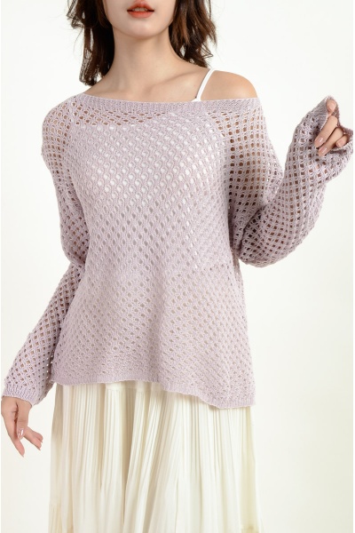 Lorelai Knitted Casual Top - Purple