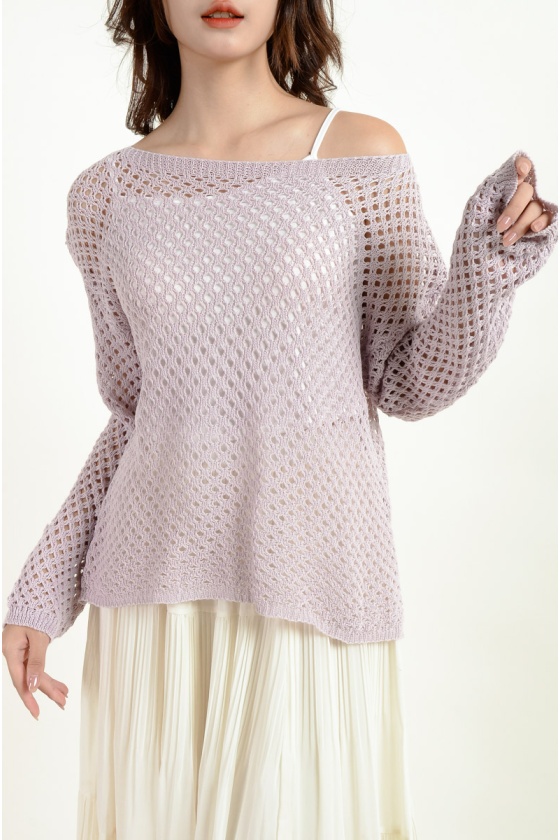 Lorelai Knitted Casual Top - Purple
