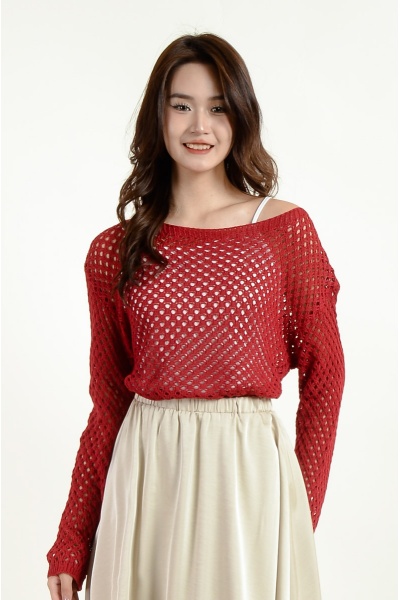 Lorelai Knitted Casual Top - Wine