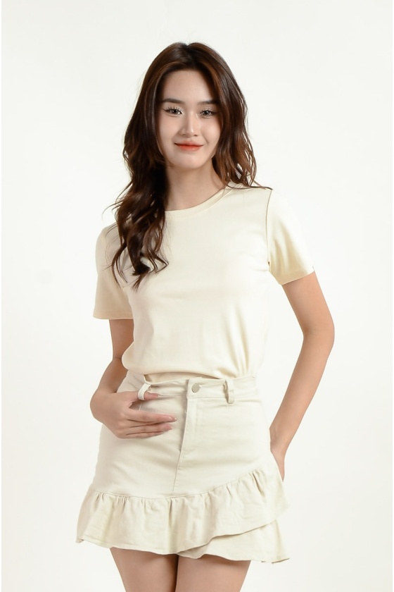 Nadia Round Neck Tee - Cream