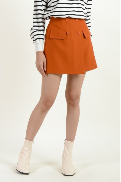 Alondra Pocket Overlay Skort - Pumpkin