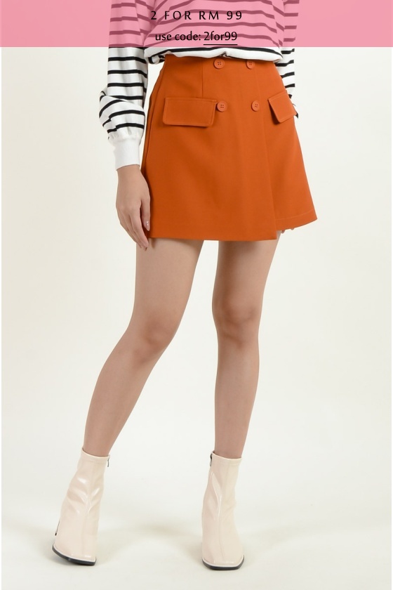 Alondra Pocket Overlay Skort - Pumpkin