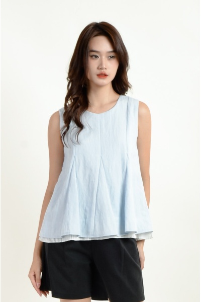 Aurelia Flare Sleeveless Top - Blue