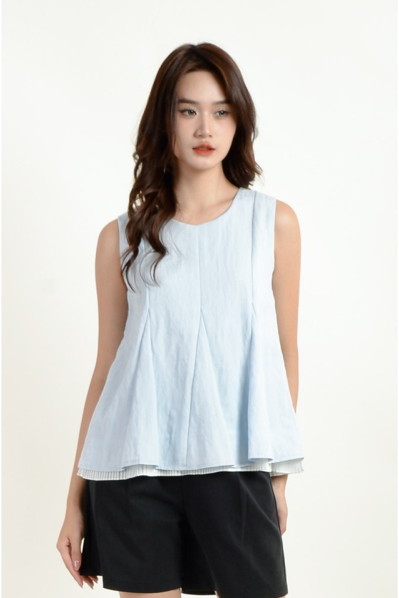 Aurelia Flare Sleeveless Top - Blue