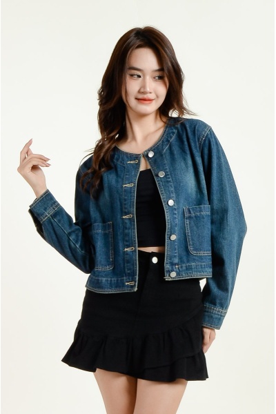 Paislee Denim Jacket - Dark Blue