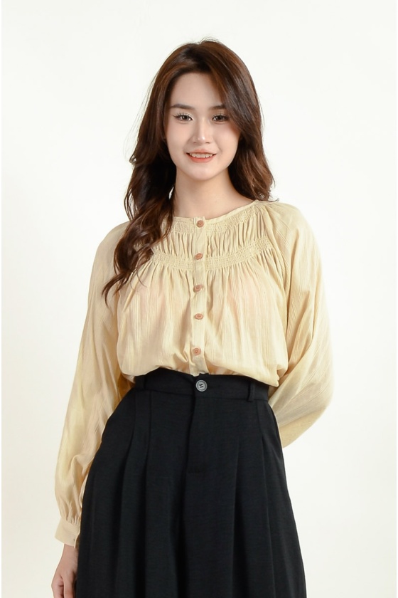 Carmen Round Neck Long Sleeve Shirt