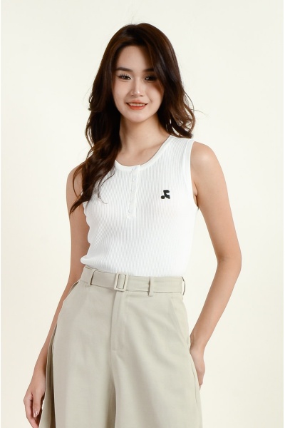 Kenzie Sleeveless Knit Top - White