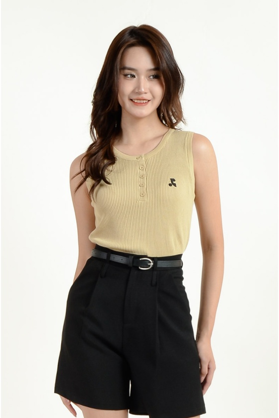 Kenzie Sleeveless Knit Top - Khaki
