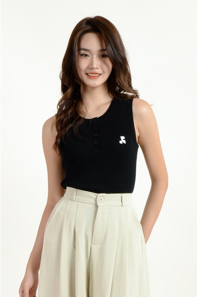 Kenzie Sleeveless Knit Top - Black